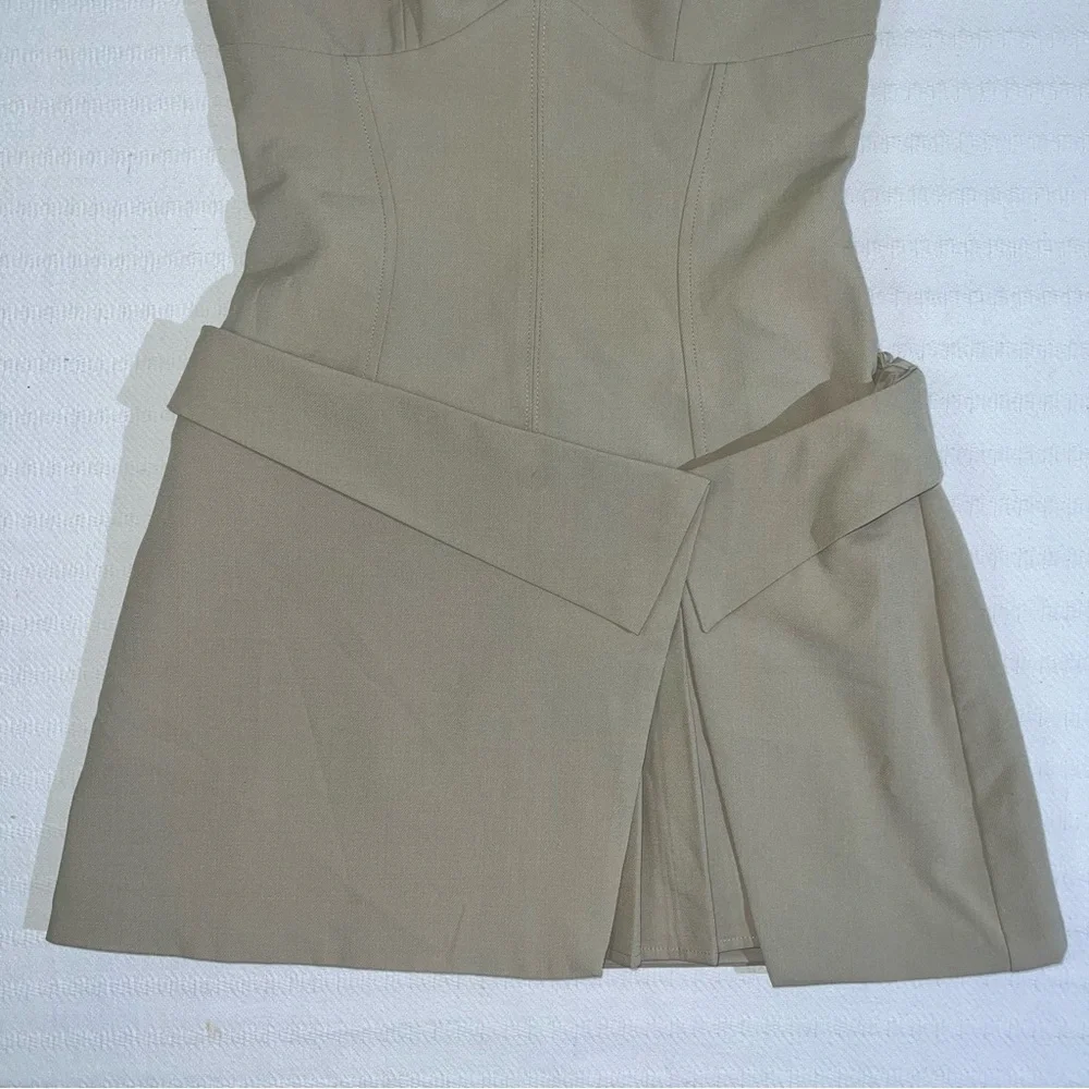 Oh Polly Bruna Woven Twill Wrap Over Pleated Mini Dress Size 4 Preppy Party Chic - Picture 6 of 12